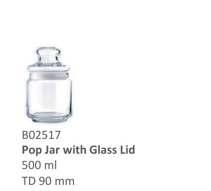 Pop Jar with Glass Lid (500ml)