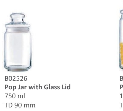 Pop Jar with Glass Lid (750ml)