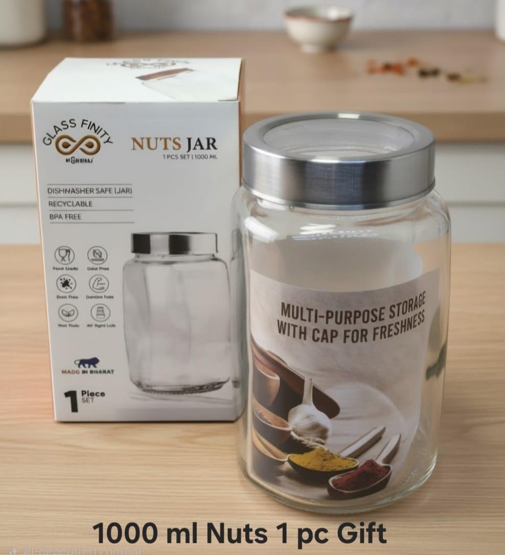 1000 ml Nuts Jar — 1 pc Gift (S.S. Lid)