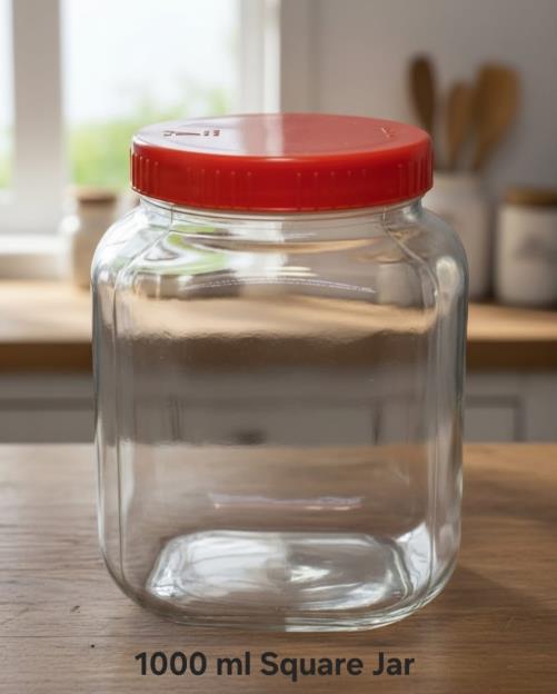 1000 ml Square Jar — Plastic Lid