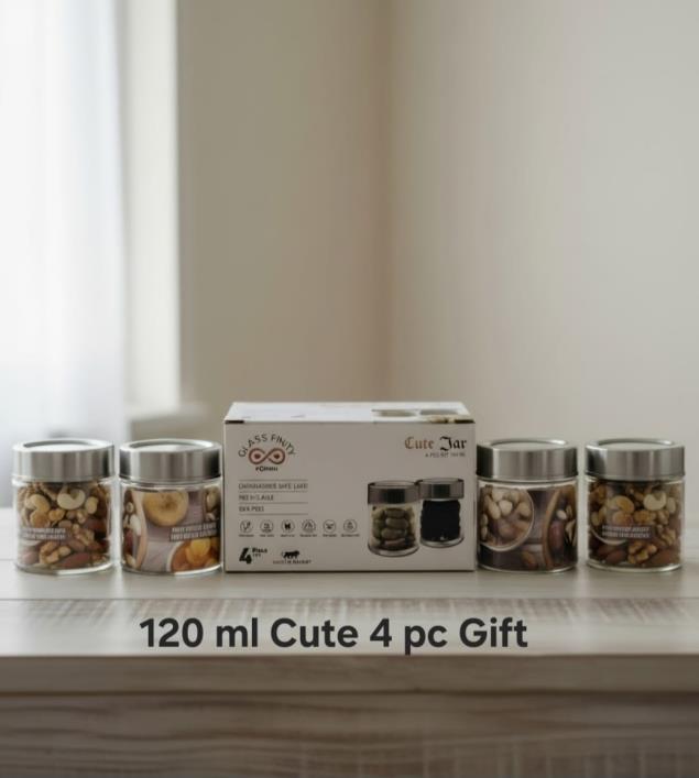 120 ml Cute Jar — 4 pc Gift Set (S.S. Lid)