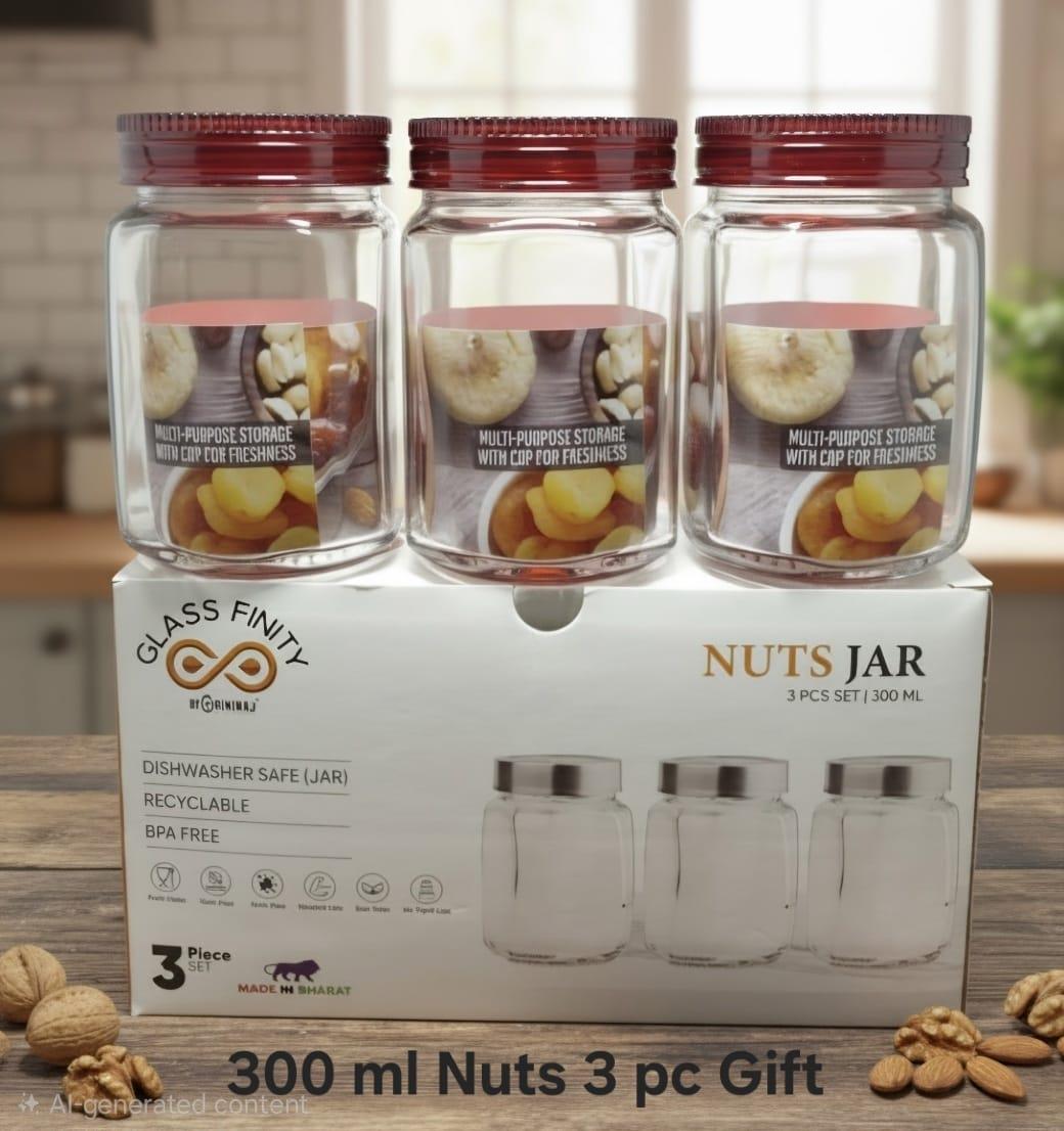 300 ml Nuts Jar — 3 pc Gift Set (ABS Cap)