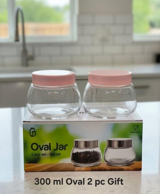 300 ml Oval Jar — 2 pc Gift Set (Pink)