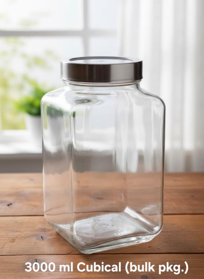 3000 ml Cubicle Jar — S.S. Lid (Bulk)