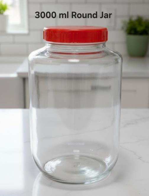 3000 ml Round Jar — Plastic Lid