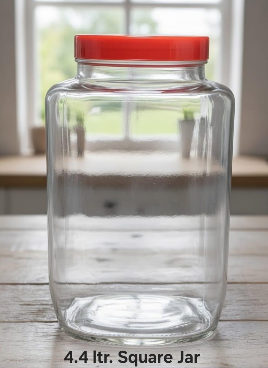4.4 Litre Square Jar — Plastic Lid