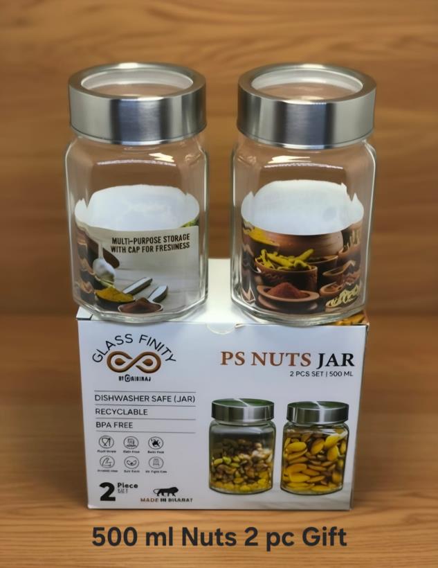 500 ml Nuts Jar — 2 pc Gift Set (S.S. Lid)