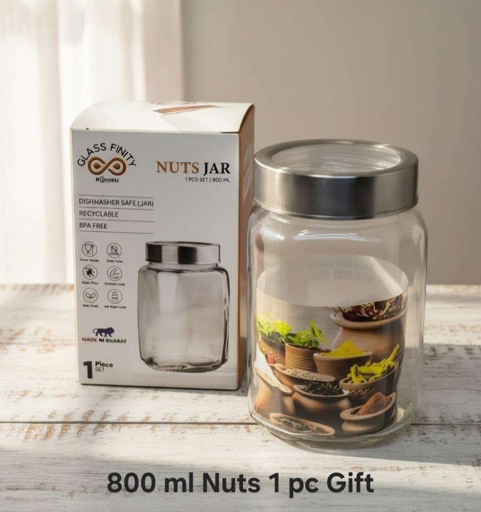 800 ml Nuts Jar — 1 pc Gift (S.S. Lid)