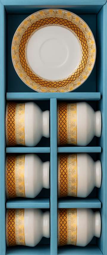 Cup & Saucer Gift Set — Amber Trellis (6+6)