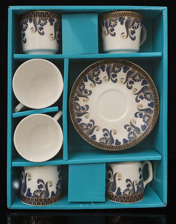 Cup & Saucer Gift Set — Blue Paisley (6+6)