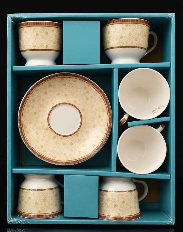 Cup & Saucer Gift Set — Cream Floral (6+6)