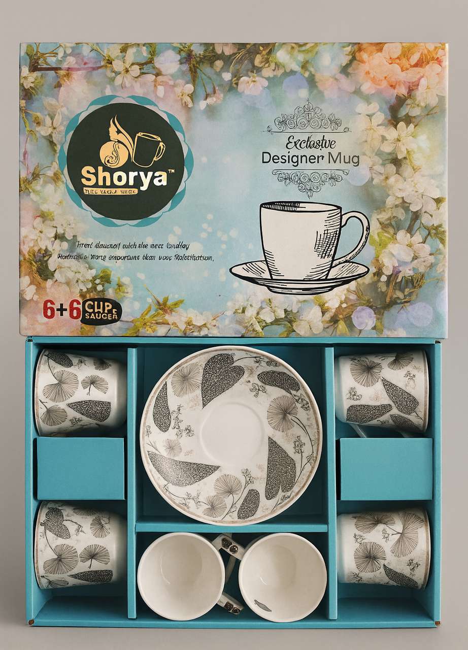 Cup & Saucer Gift Set — Dandelion Botanical (6+6)