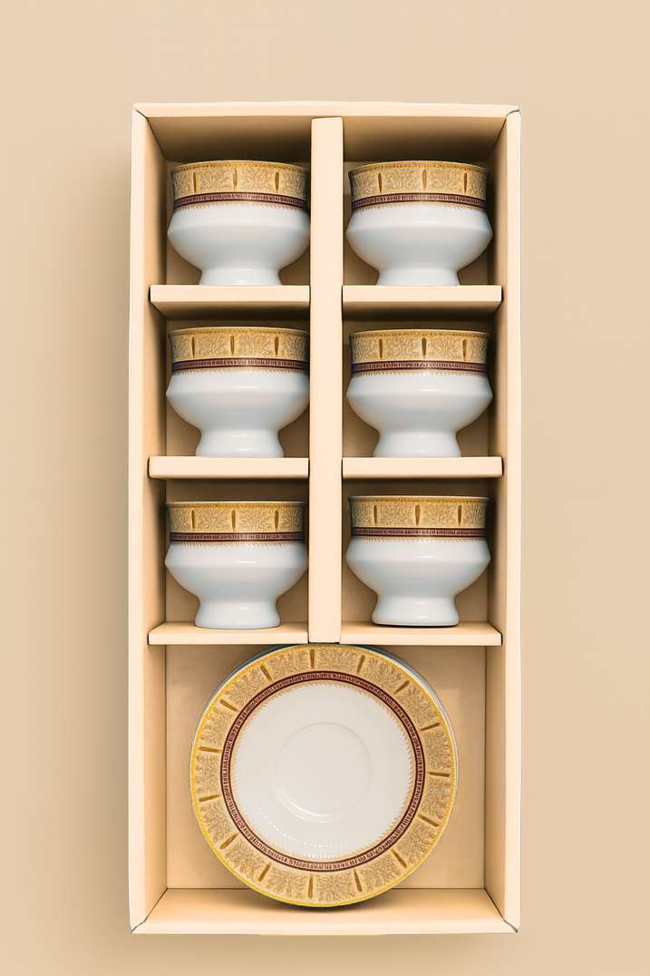 Cup & Saucer Gift Set — Maroon Border (6+6)